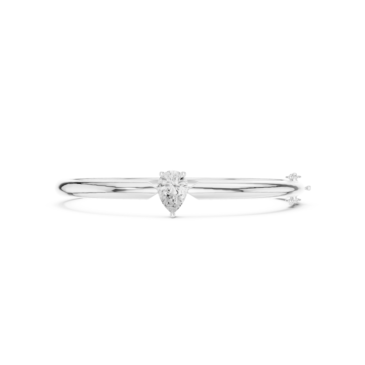  White Gold Pear Solitaire Bangle Detail View