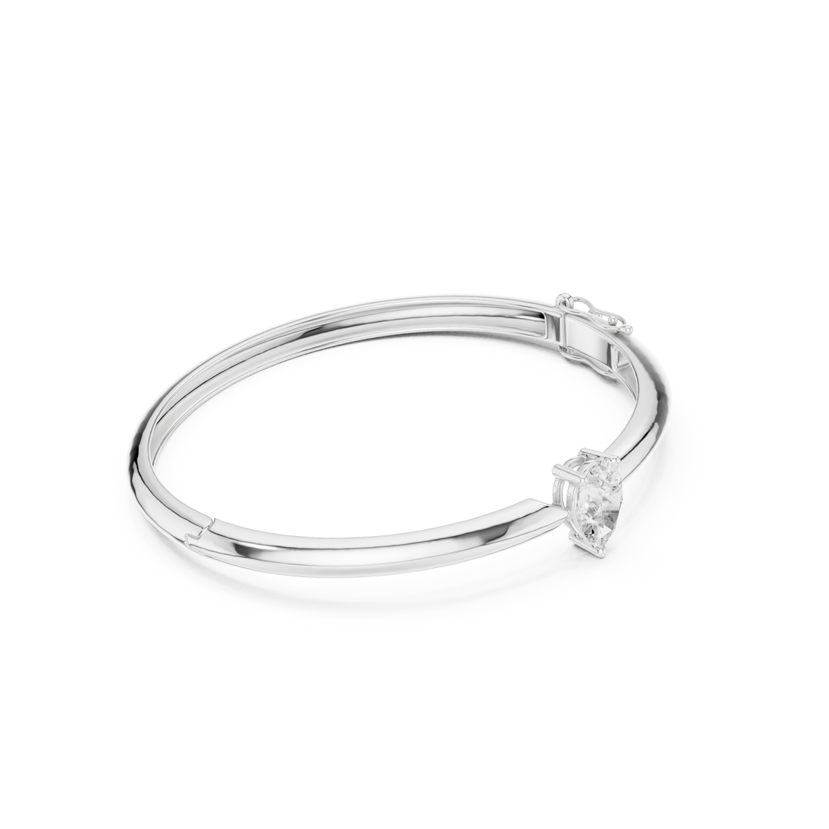  White Gold Pear Solitaire Bangle Front View