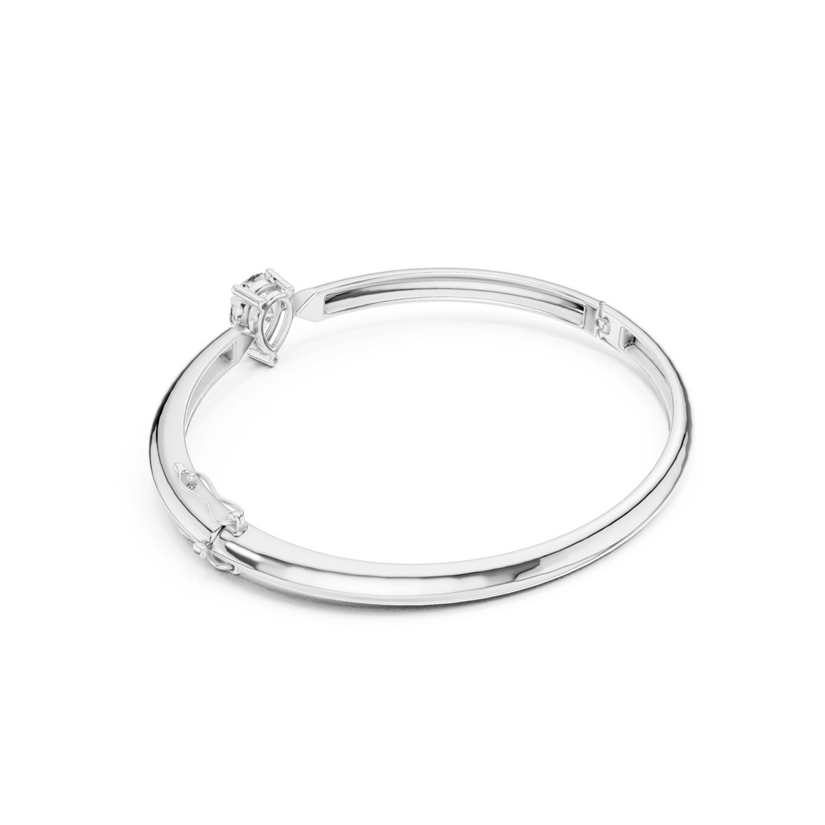 White Gold Pear Solitaire Bangle Side View