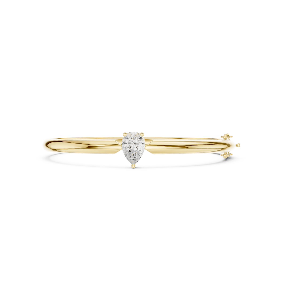 Gold Pear Solitaire Bangle Detail View
