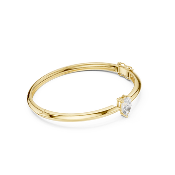 Gold Pear Solitaire Bangle Front View