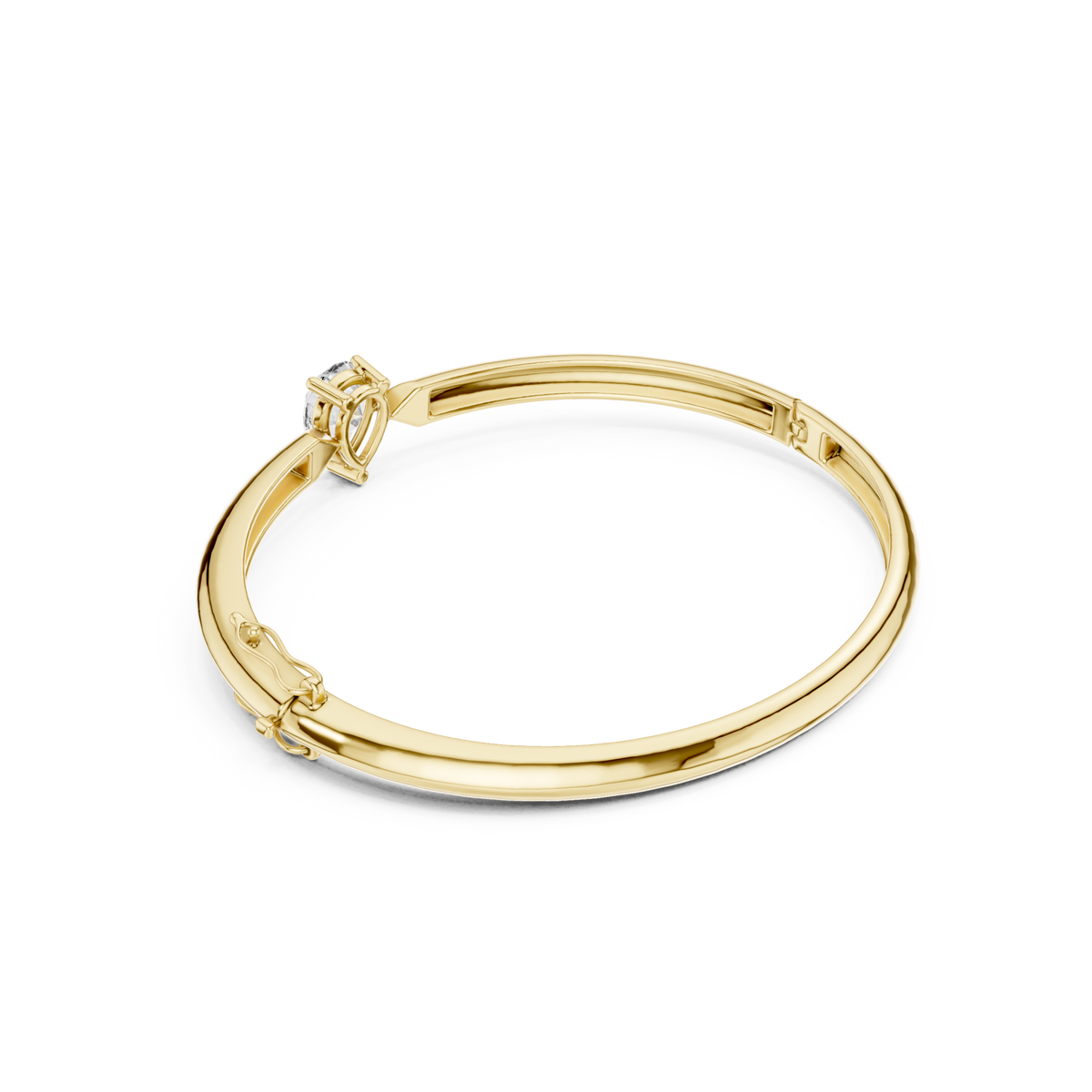  Gold Pear Solitaire Bangle Side View