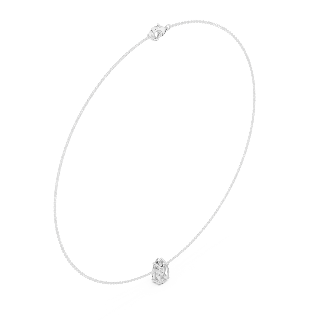 Pear solitaire pendant necklace white gold front view