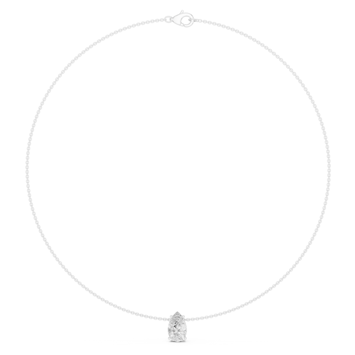 Pear solitaire pendant necklace white gold detail view