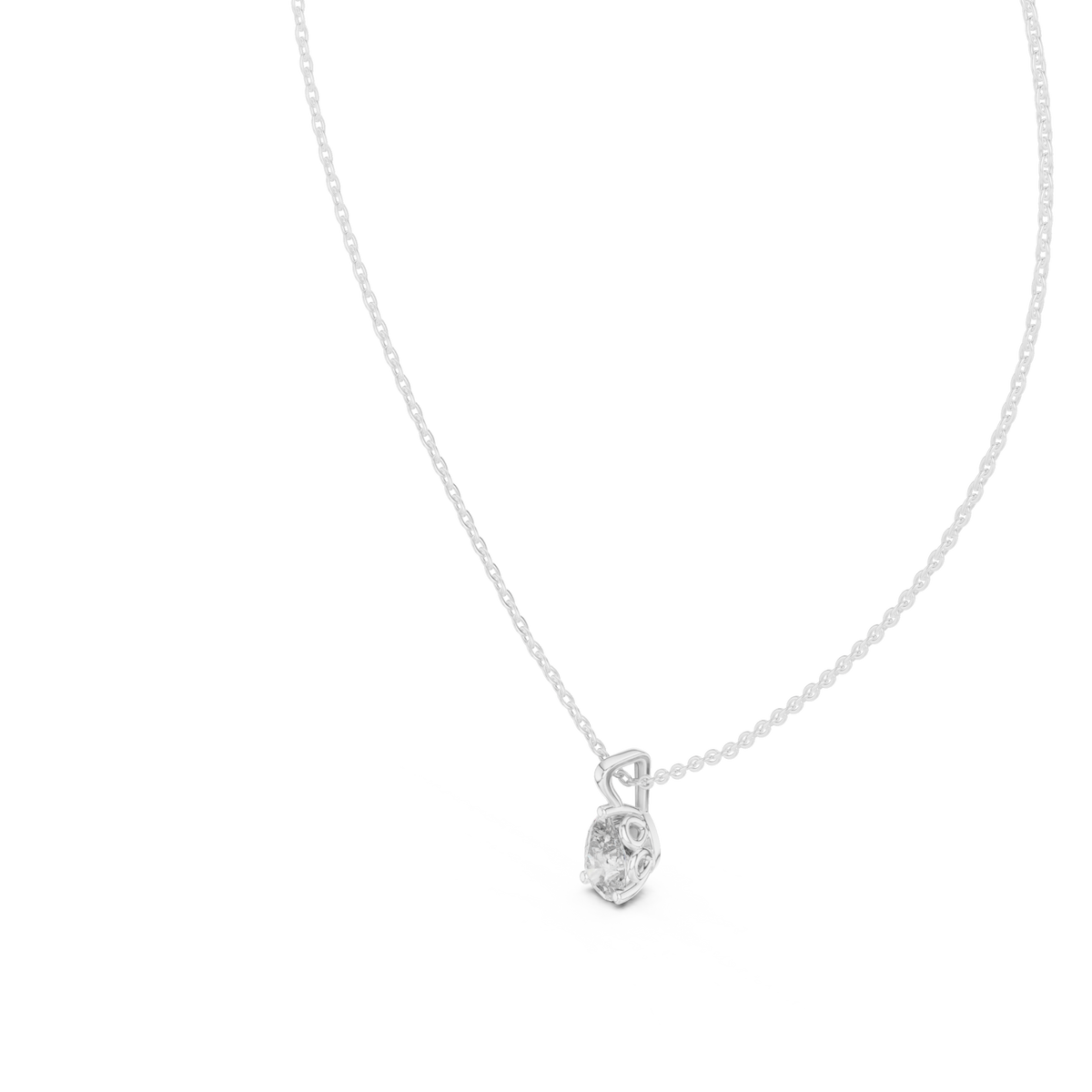 Pear solitaire pendant white gold angle view