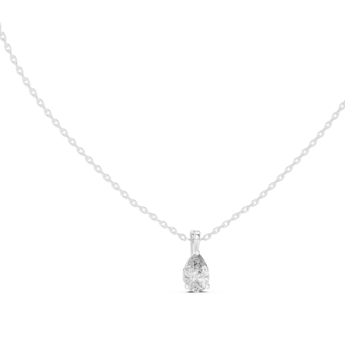 Pear solitaire pendant white gold front view