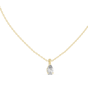 Pear solitaire pendant yellow gold front view