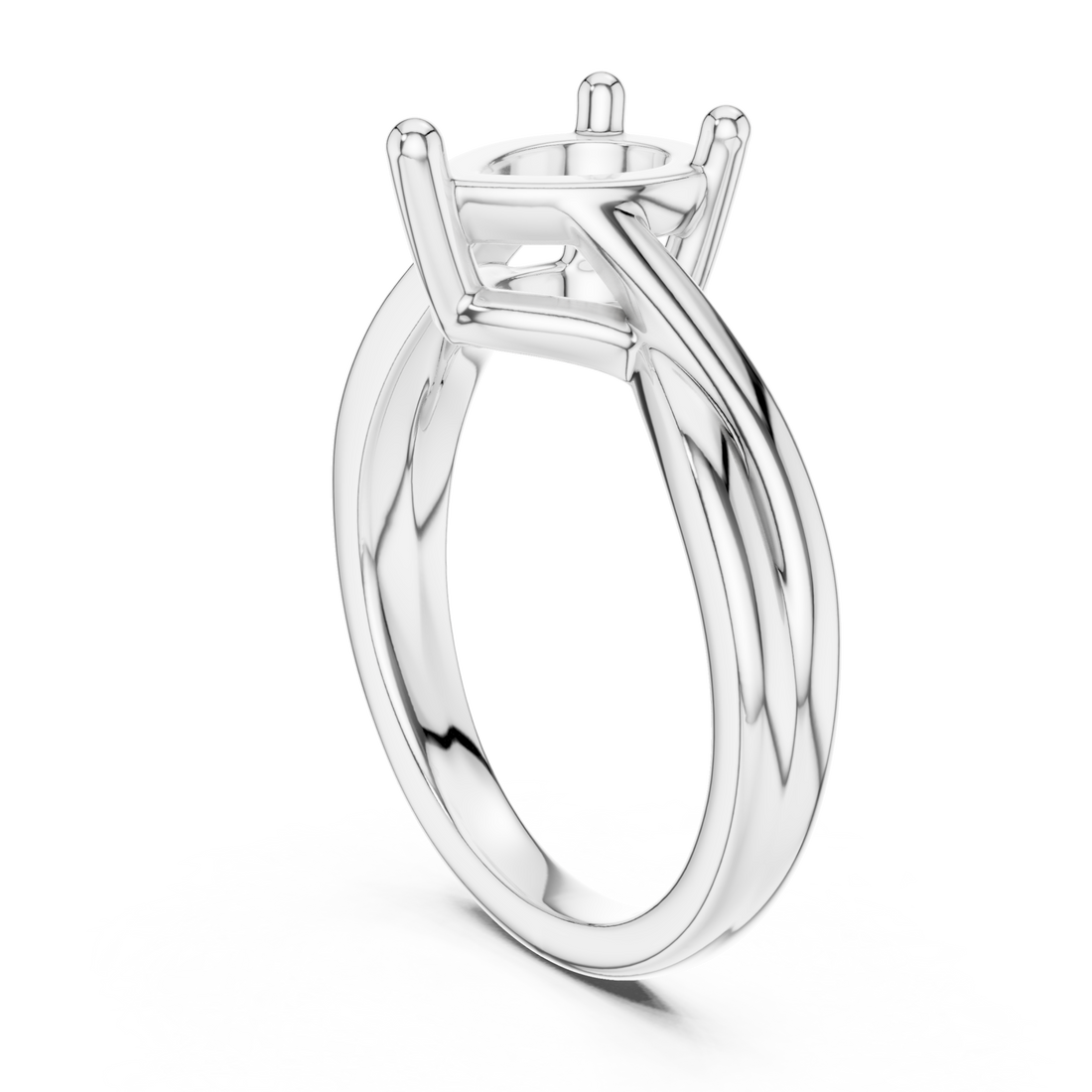 Pear twist solitaire engagement ring white gold front view