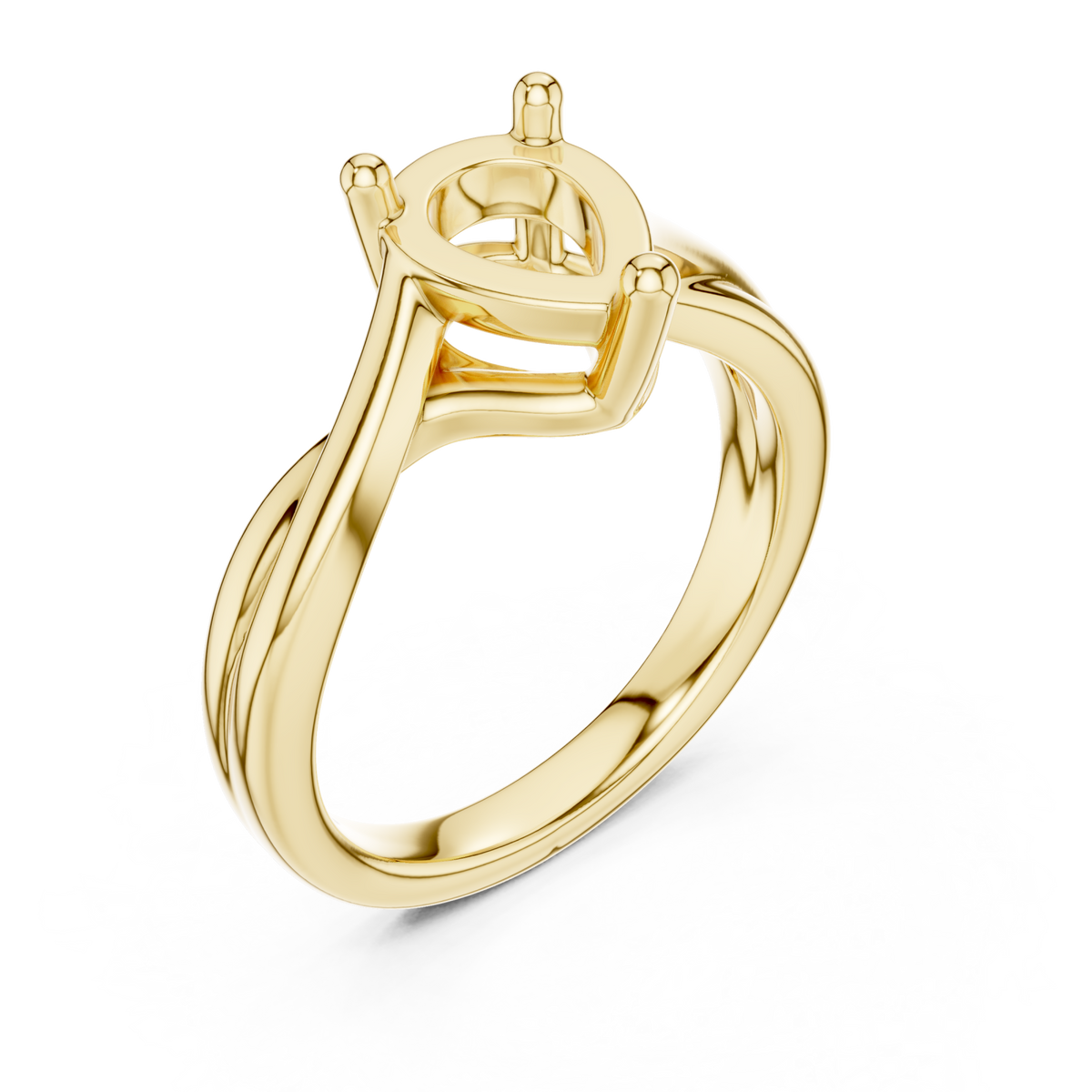 Pear twist solitaire engagement ring yellow gold angle view