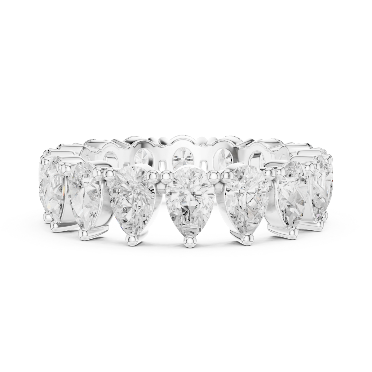 Pear upright shared-prong full eternity band white gold angle view