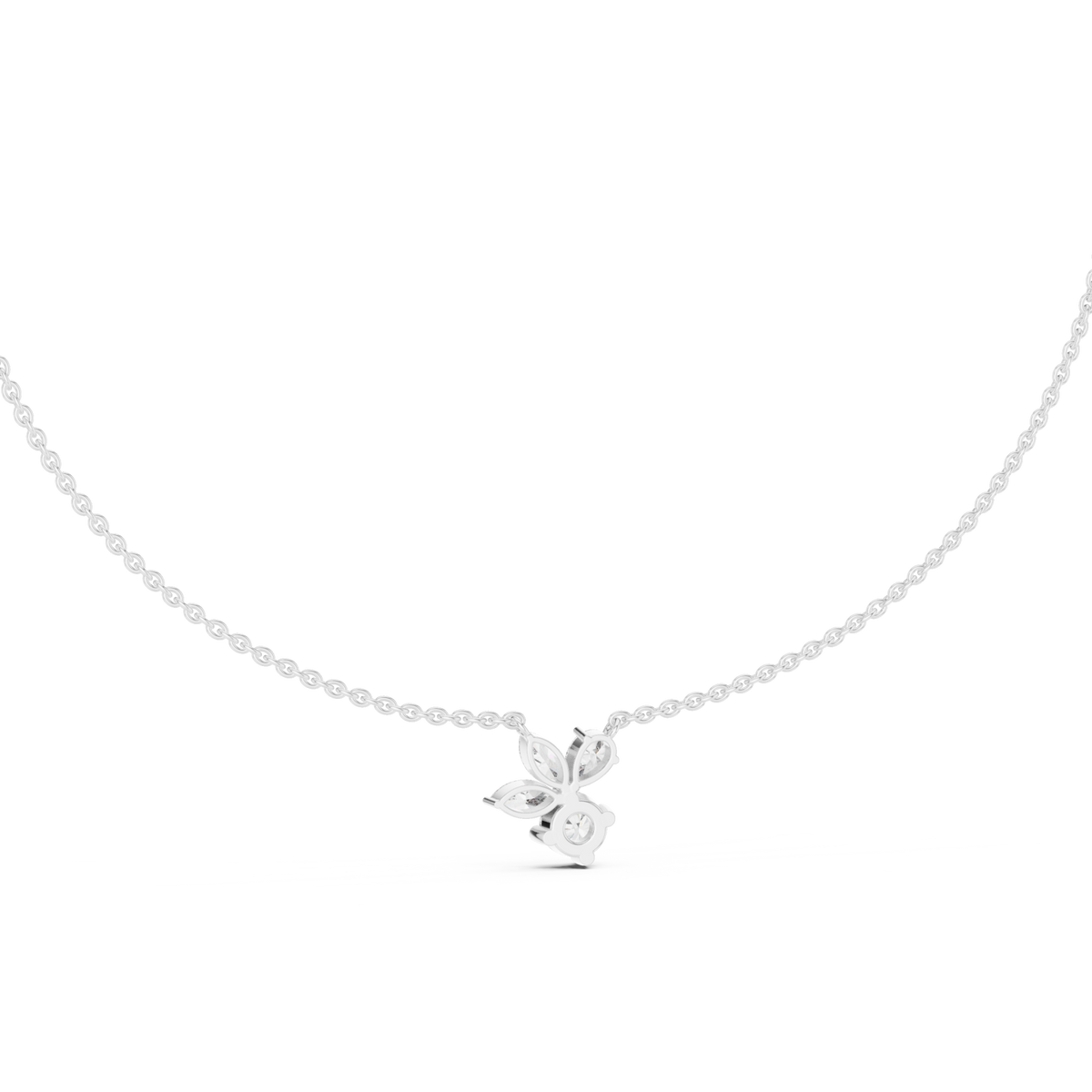 Petal cluster pendant necklace white gold detail view