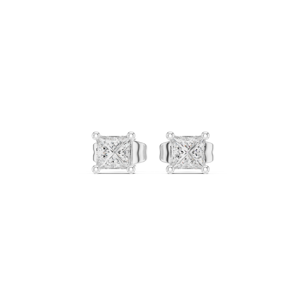 White Gold Petite East-West Emerald Studs Detail View