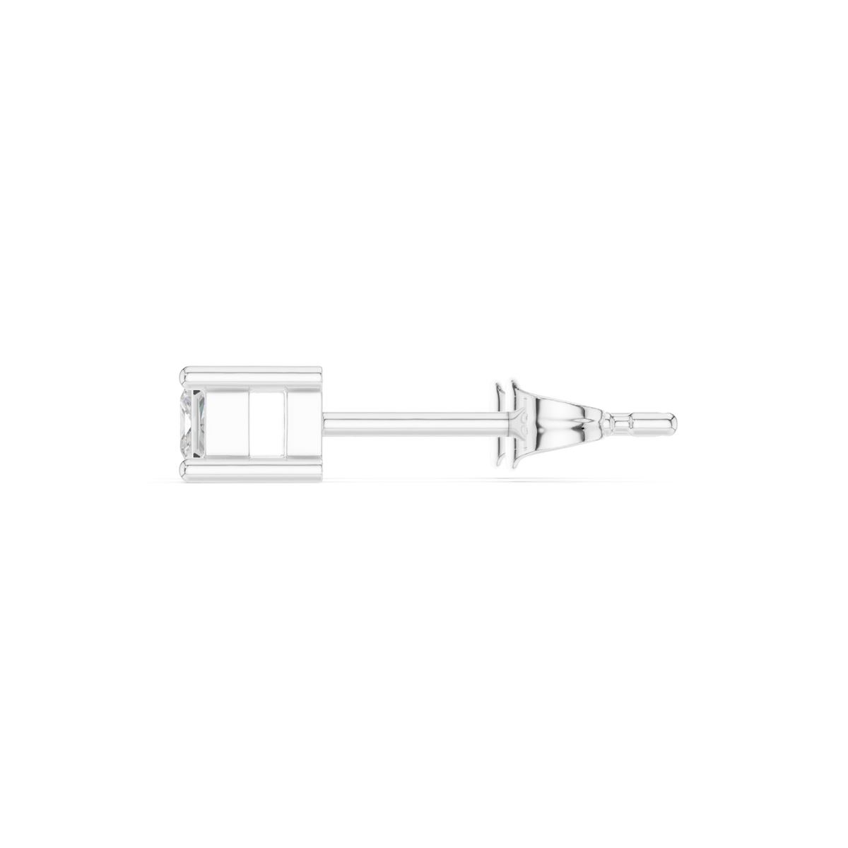  White Gold Petite East-West Emerald Studs Side View