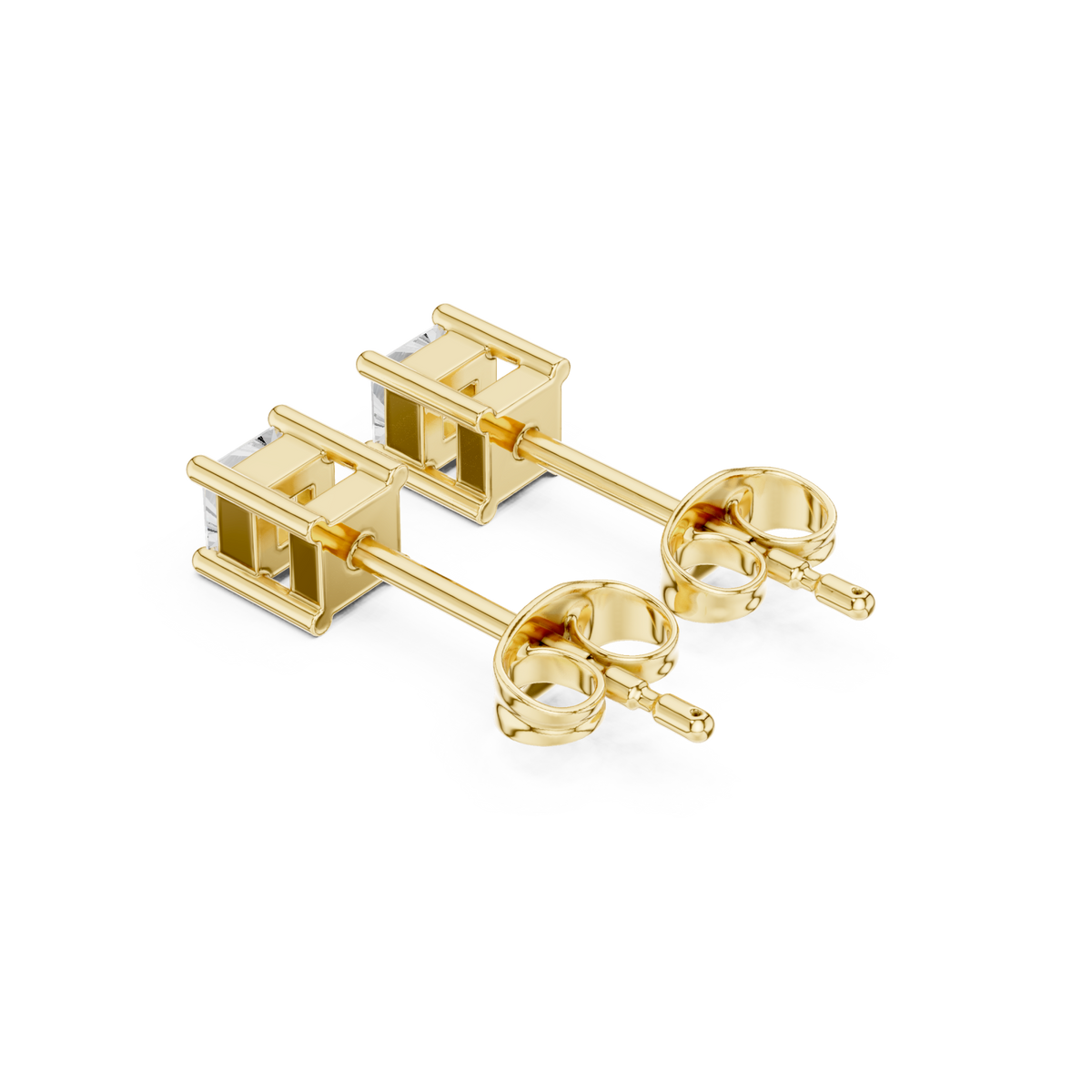  Gold Petite East-West Emerald Studs Angle View