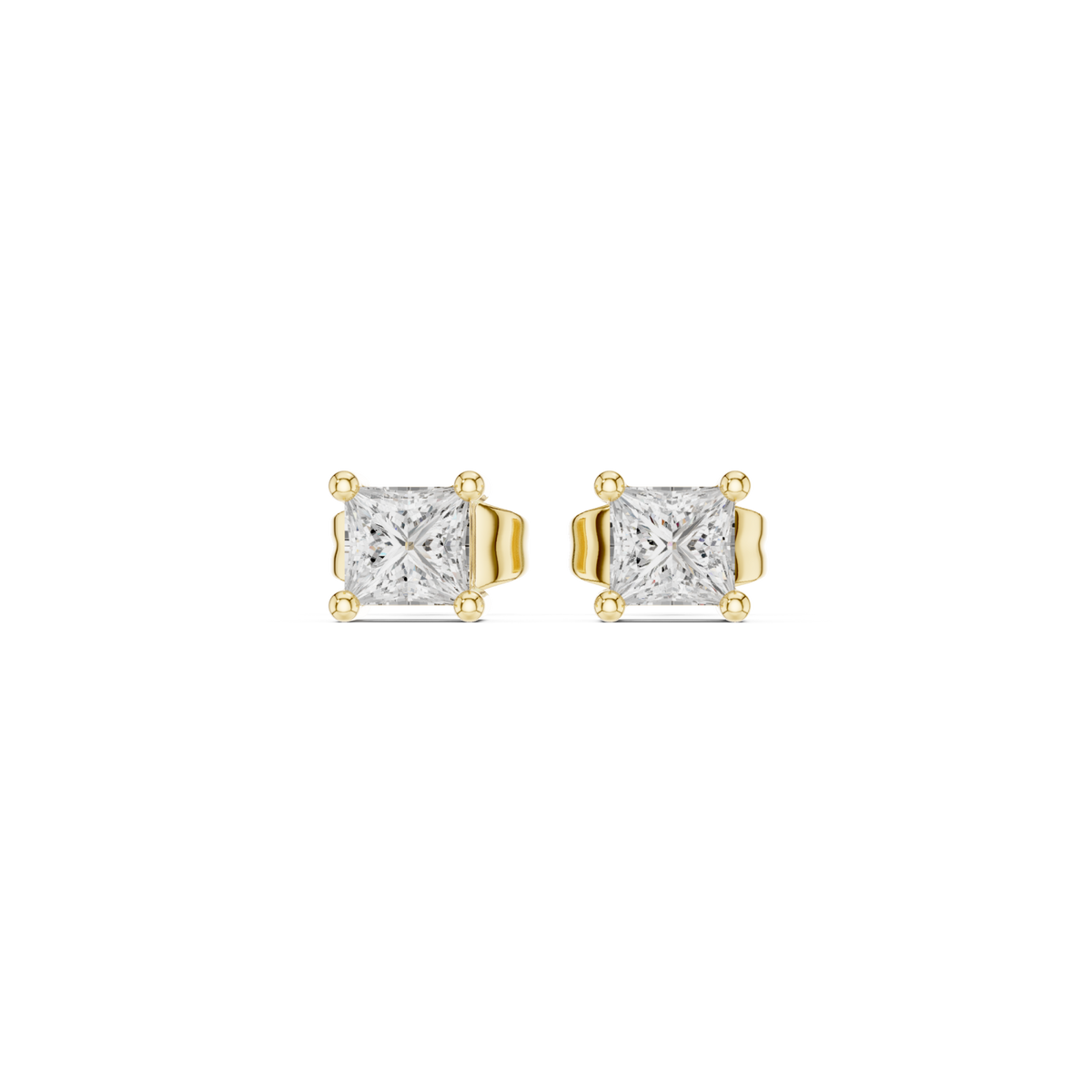  Gold Petite East-West Emerald Studs Detail View