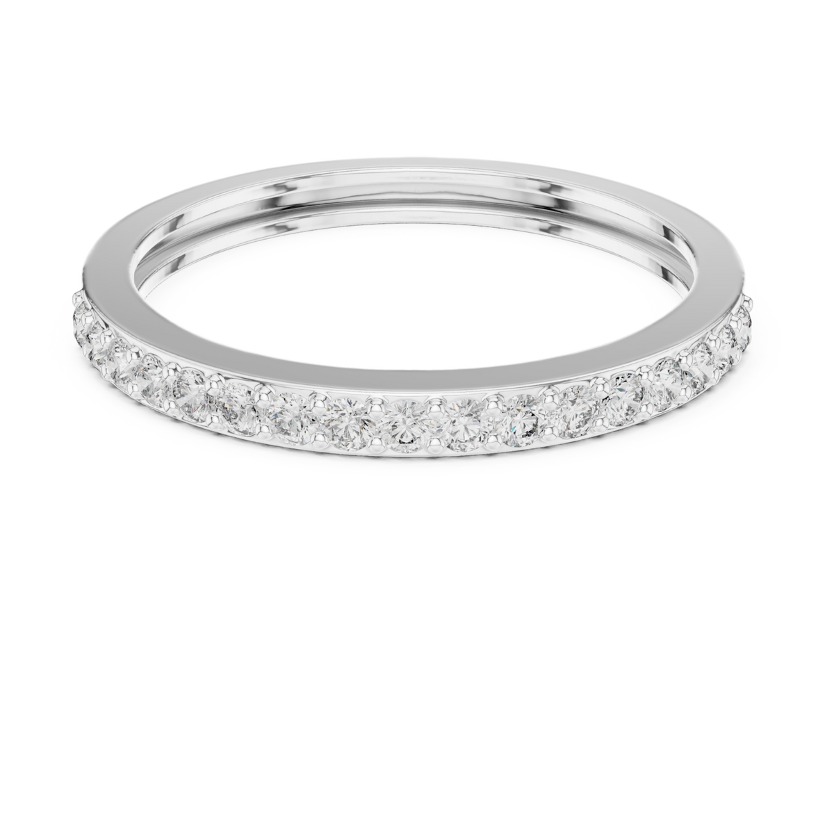 Petite round prong half band white gold detail view