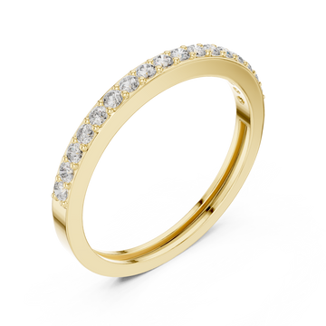 Petite round prong half band yellow gold front view