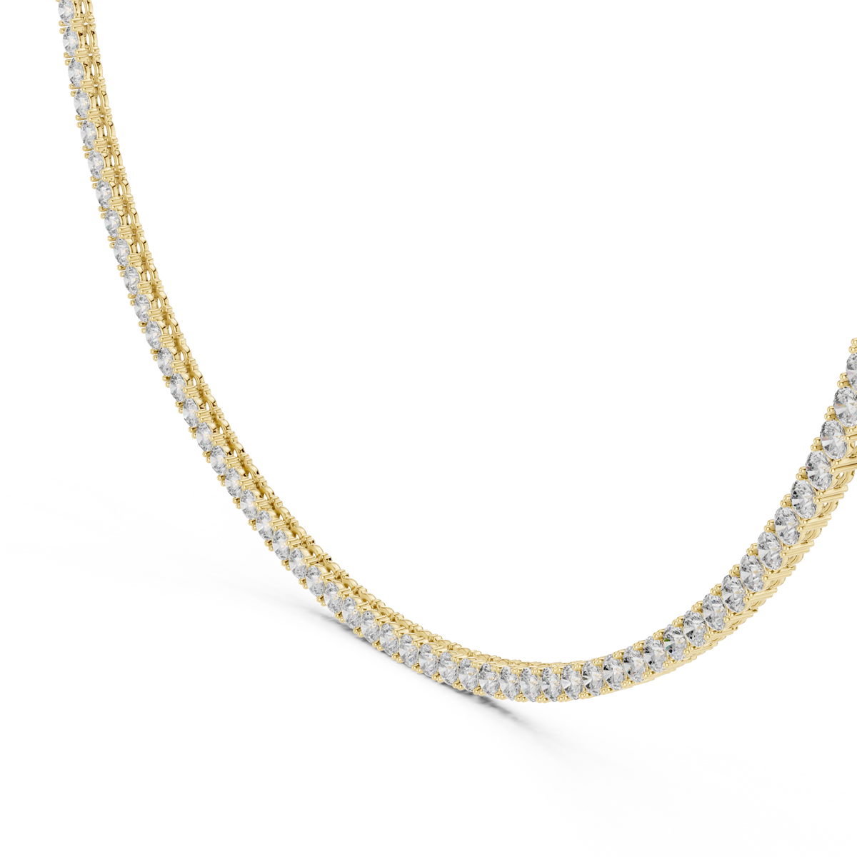 Petite round tennis necklace yellow gold front view