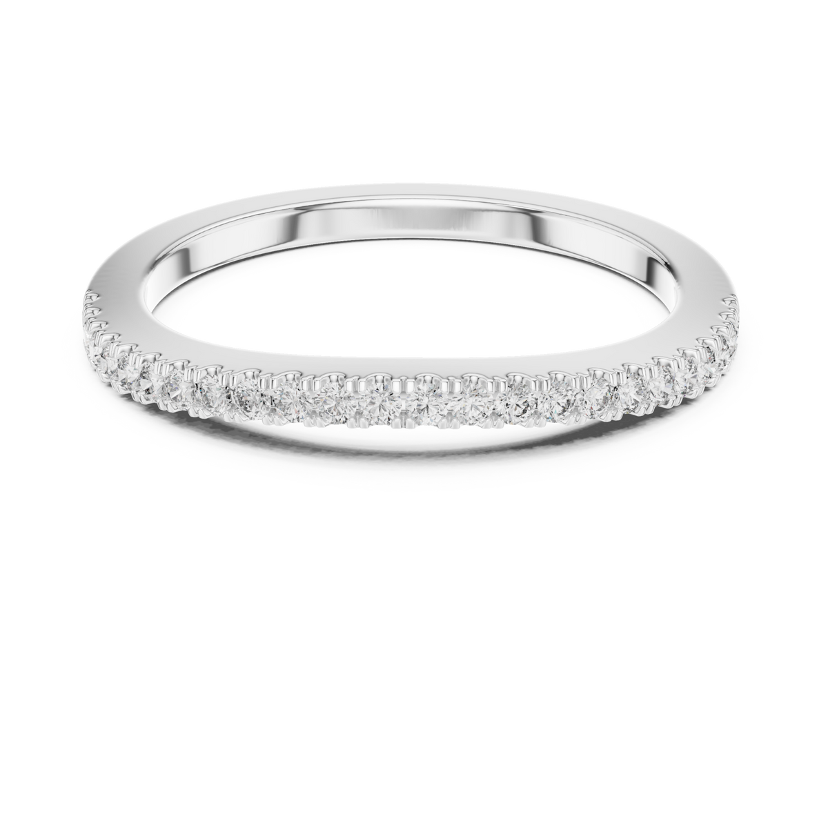 Petite shared-prong half eternity band white gold detail view