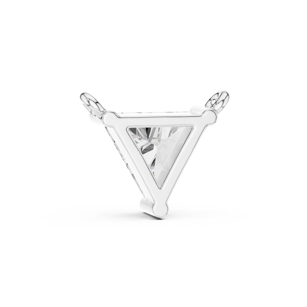 Petite trillion solitaire necklace white gold detail view
