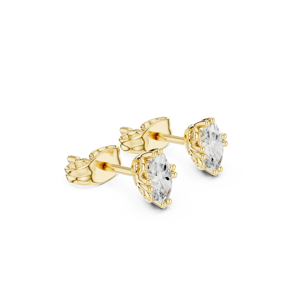 Gold Premier Oval Solitaire Studs Front View