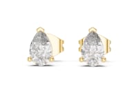 Pear Diamond Leaf Basket Studs - Gold