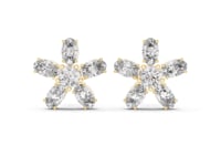 Oval Pinwheel Flower Studs - Gold
