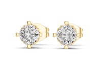 Heart-Prong Round Solitaire Studs - Gold