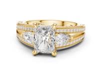 Radiant Pear Side Split Shank Engagement Ring - Gold