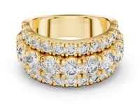 Three-Row Round Cluster Band - Gold
