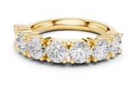 Raised-Basket Seven-Stone Round Anniversary Band - Gold