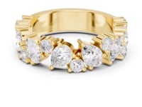 Pear and Round Cluster Half Eternity Band - Gold