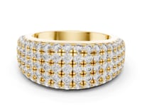 Five-Row Round Dome Half Band - Gold