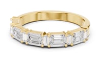 Emerald and Baguette East-West Half Band - Gold