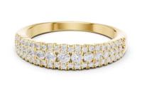 Graduated Round Pave Half Eternity Band - Gold