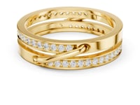 Interlocked Rolling Pave Band Duo - Gold