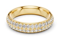 Double Row Round Pave Comfort Band - Gold