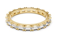 East-West Baguette Bead-Accent Eternity Band - Gold