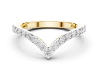 Chevron V Round Contour Band - Gold