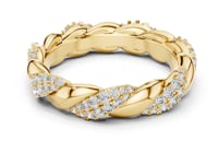 Braided Rope Twist Pave Eternity Band - Gold