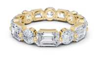 Bezel-Set Emerald and Round Full Eternity Band - Gold
