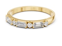 Baguette and Round Station Half Band - Gold