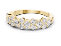 Alternating Cluster and Round Half Band - Gold