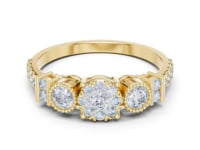 Trio Cluster Bar-Accent Diamond Ring - Gold