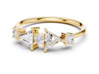 Trillion and Round Five-Stone Ring - Gold