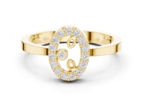 Swirl Medallion Bezel Dot Ring - Gold