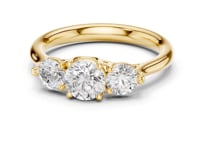 Round Three Stone Trellis Ring - Gold