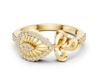 Teardrop Fan Bow Pave Ring - Gold