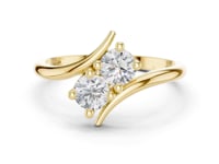 Round Two-Stone Bypass Ring - Gold
