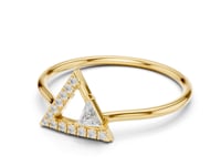Trillion and Pave Triangle Ring - Gold